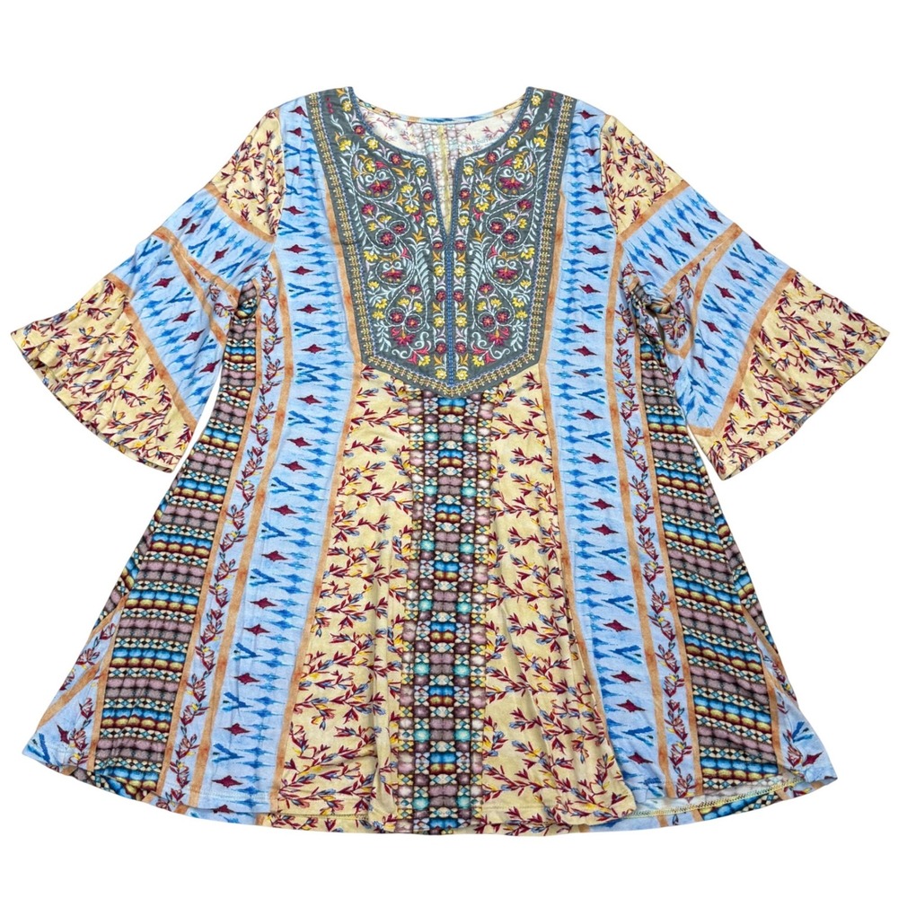 Soft Surroundings Boho Floral Tunic Top Women Large Soft Light Casual Cottage